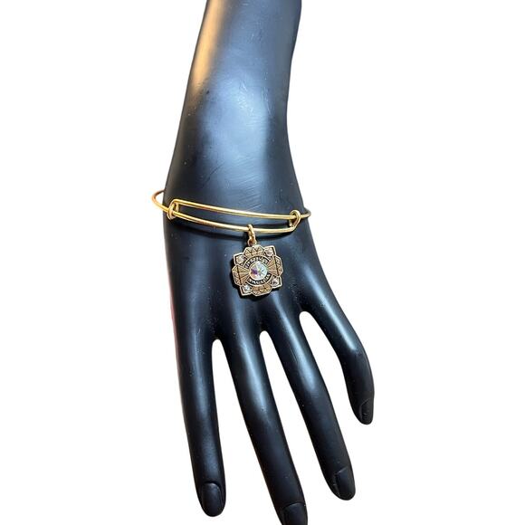 Alex and Ani Bride Charm Bangle 2018 Gold Tone Adjustable Wedding Gift Bracelet - Picture 3 of 5